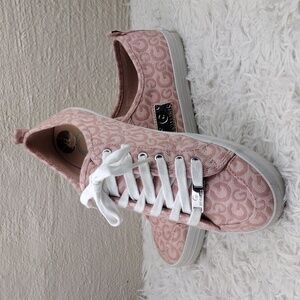 G by Guess Tannur Pink Fabric Upper Round Toe Low Top Lace Up Sneaker Shoe